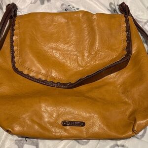 Axcess Tan and Brown Leather Shoulder Bag